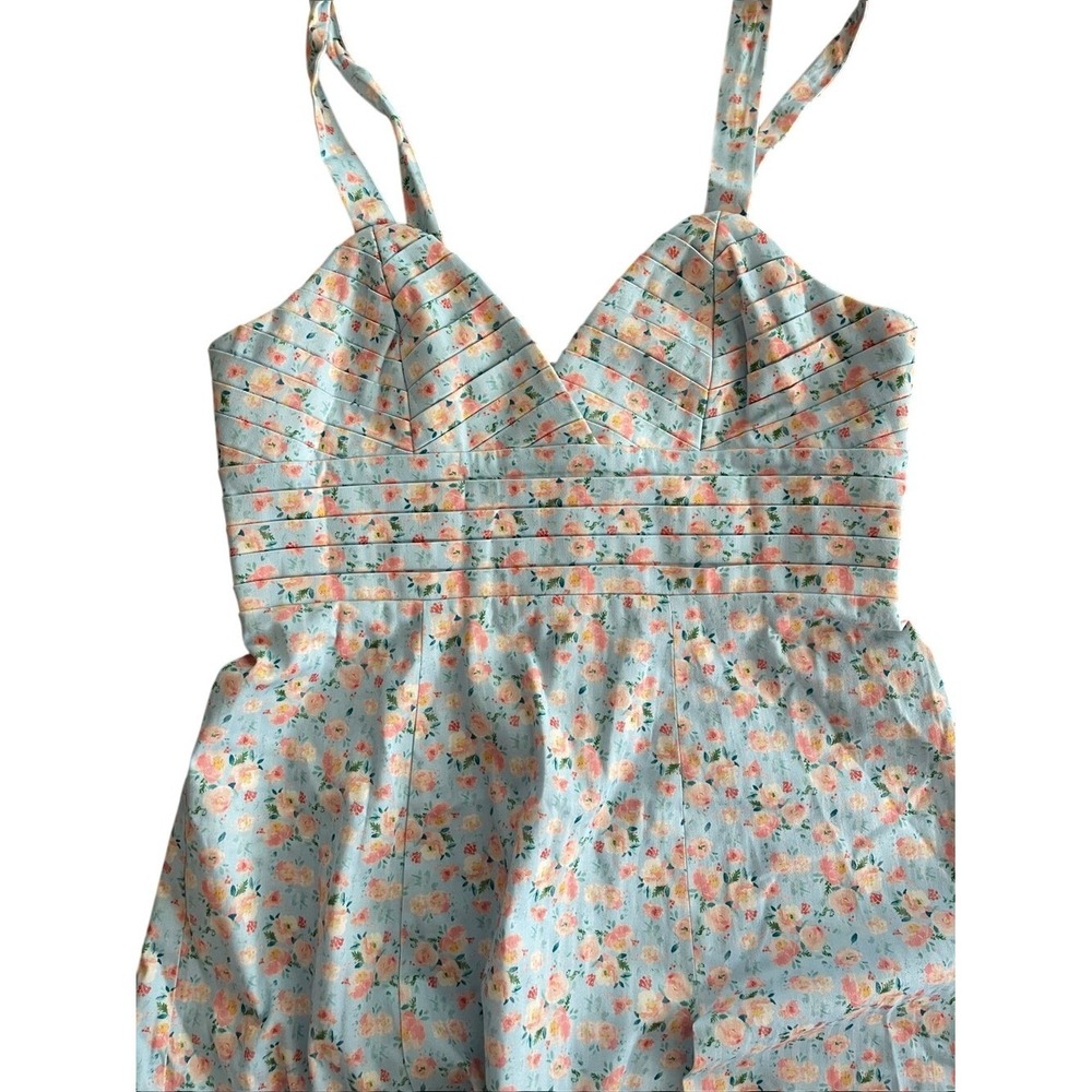 Lavish Alice Light Blue Floral Tie-Shoulder Midi Dress 18